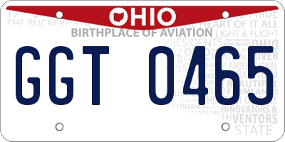 OH license plate GGT0465