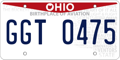 OH license plate GGT0475