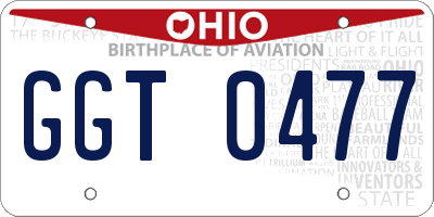 OH license plate GGT0477