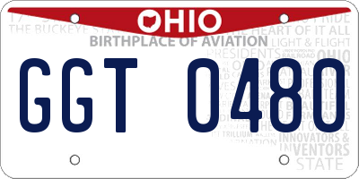 OH license plate GGT0480