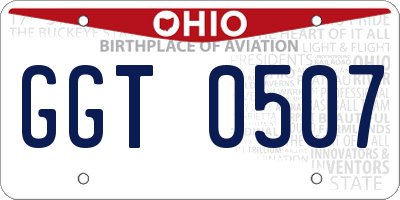 OH license plate GGT0507