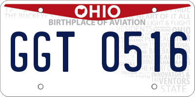 OH license plate GGT0516