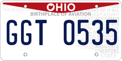 OH license plate GGT0535