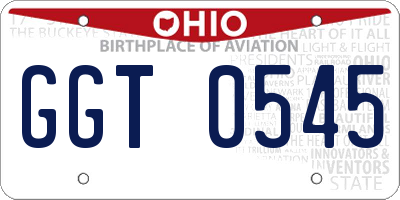 OH license plate GGT0545