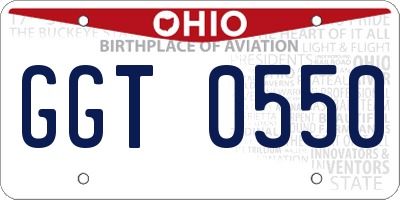 OH license plate GGT0550