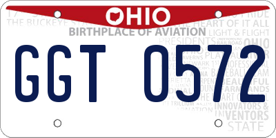 OH license plate GGT0572