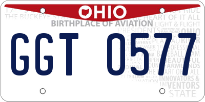 OH license plate GGT0577