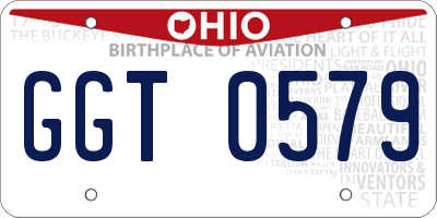 OH license plate GGT0579