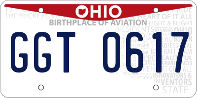 OH license plate GGT0617