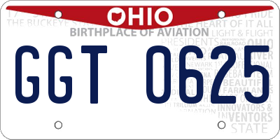OH license plate GGT0625