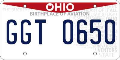 OH license plate GGT0650