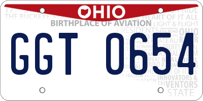 OH license plate GGT0654
