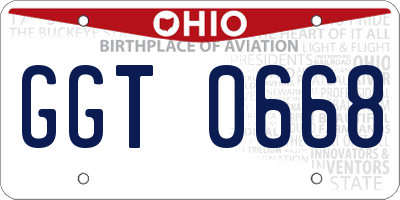 OH license plate GGT0668