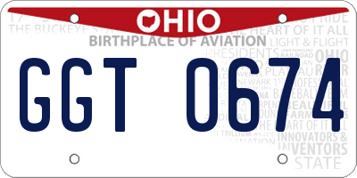 OH license plate GGT0674