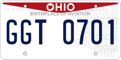 OH license plate GGT0701