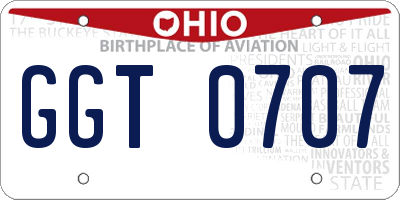 OH license plate GGT0707