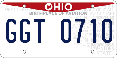 OH license plate GGT0710