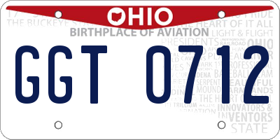OH license plate GGT0712