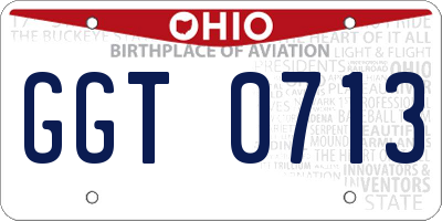 OH license plate GGT0713