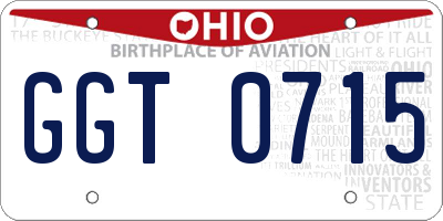 OH license plate GGT0715