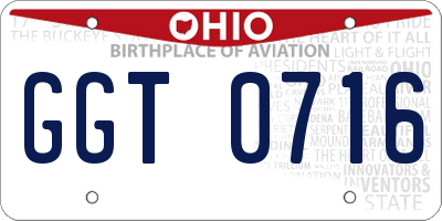 OH license plate GGT0716