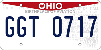 OH license plate GGT0717
