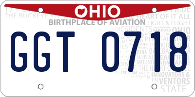 OH license plate GGT0718