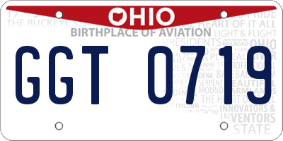 OH license plate GGT0719