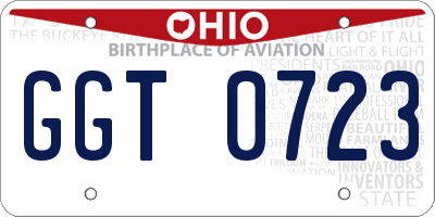 OH license plate GGT0723