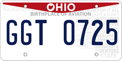 OH license plate GGT0725