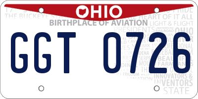 OH license plate GGT0726