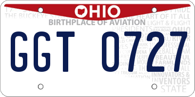 OH license plate GGT0727