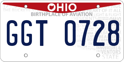 OH license plate GGT0728