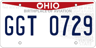 OH license plate GGT0729