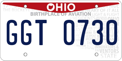 OH license plate GGT0730