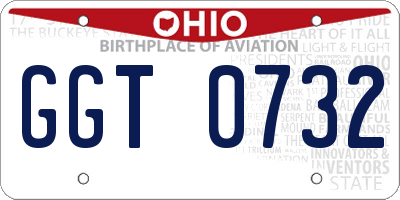 OH license plate GGT0732