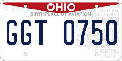 OH license plate GGT0750