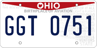 OH license plate GGT0751