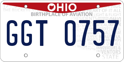 OH license plate GGT0757