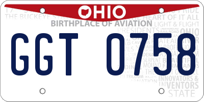 OH license plate GGT0758