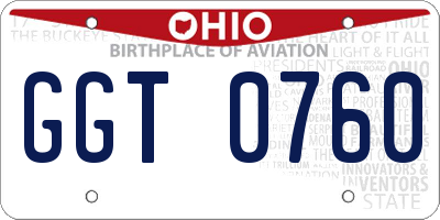 OH license plate GGT0760