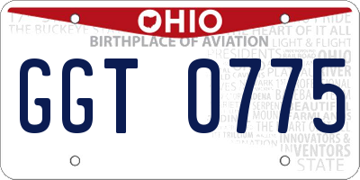 OH license plate GGT0775