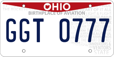 OH license plate GGT0777