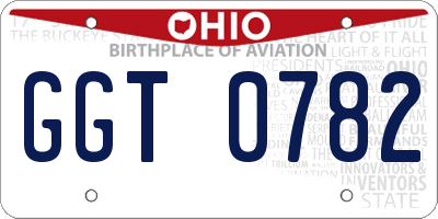 OH license plate GGT0782