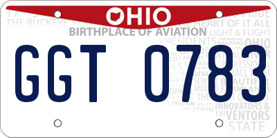 OH license plate GGT0783