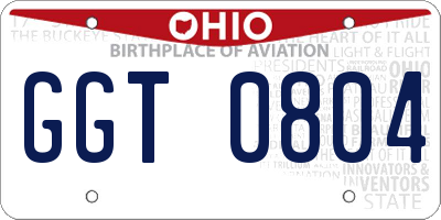 OH license plate GGT0804