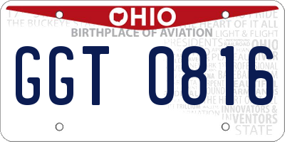 OH license plate GGT0816