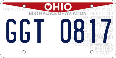 OH license plate GGT0817