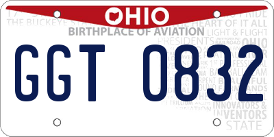 OH license plate GGT0832