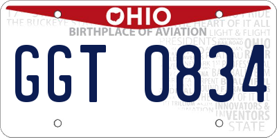 OH license plate GGT0834